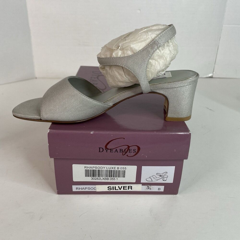 Dyeables Rhapsody Luxe Heels Women’s Size 5 1/2 B, Silver Wedding, Pumps Vintage